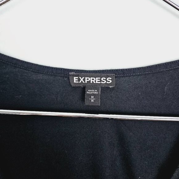 EXPRESS Black Low Cut V Neck Wrap Sleeveless Dress Neutral Top Blouse Size: Med - Picture 3 of 5